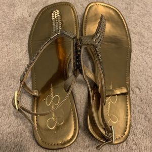 Gold sandals by Jessica Simpson